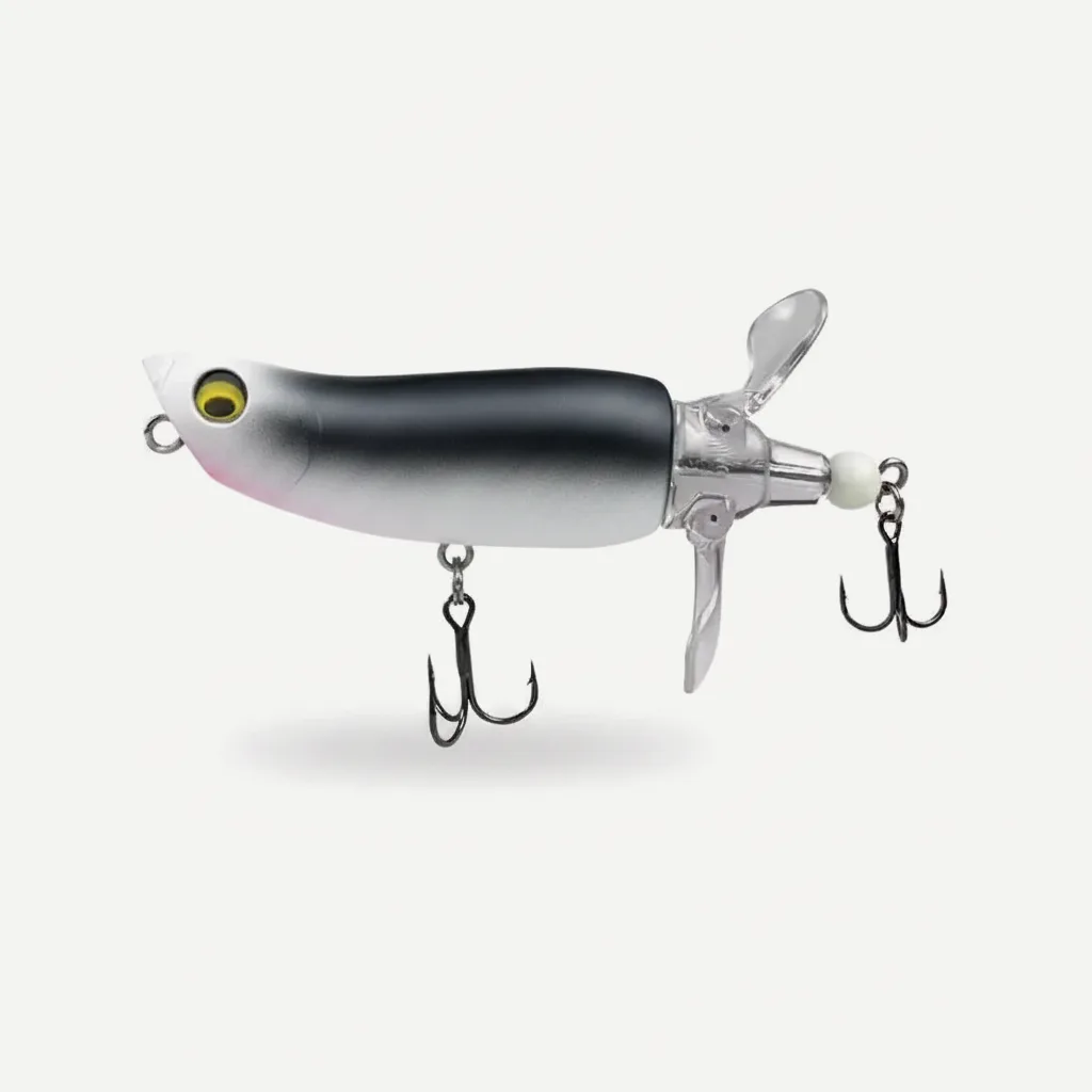 Whopper Plopper Style Topwater Popper with Rotating Tail 85mm