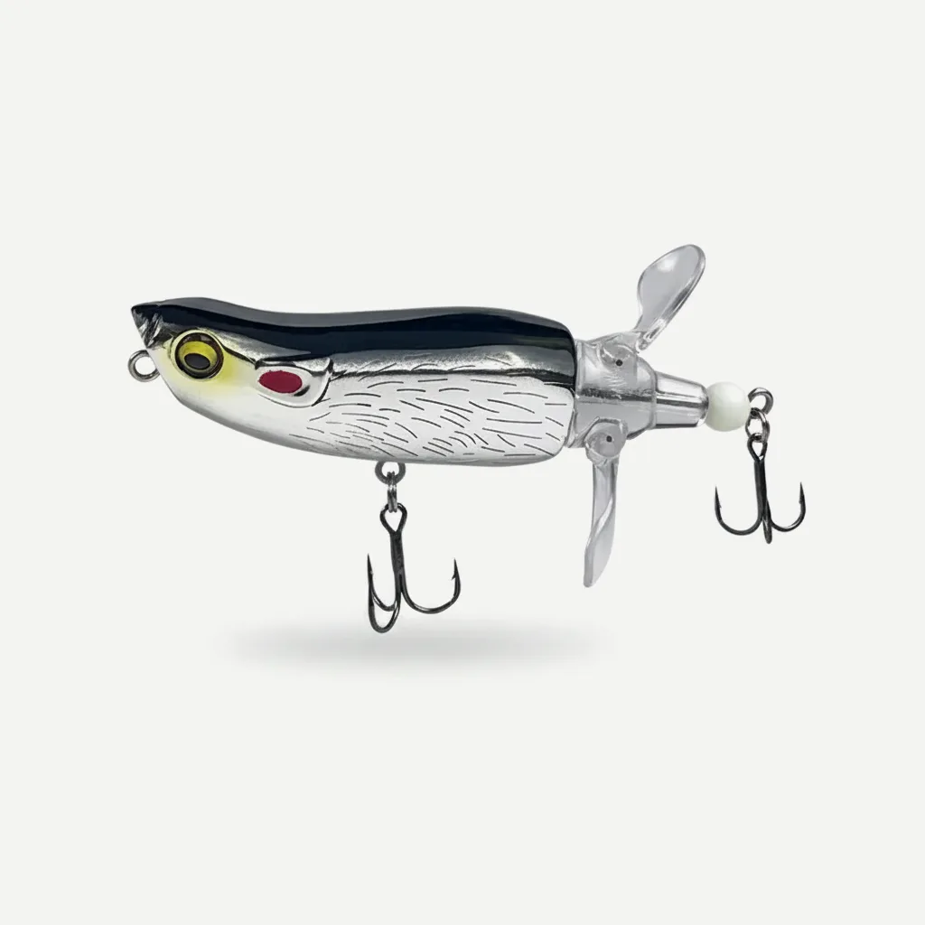 Whopper Plopper Style Topwater Popper with Rotating Tail 85mm