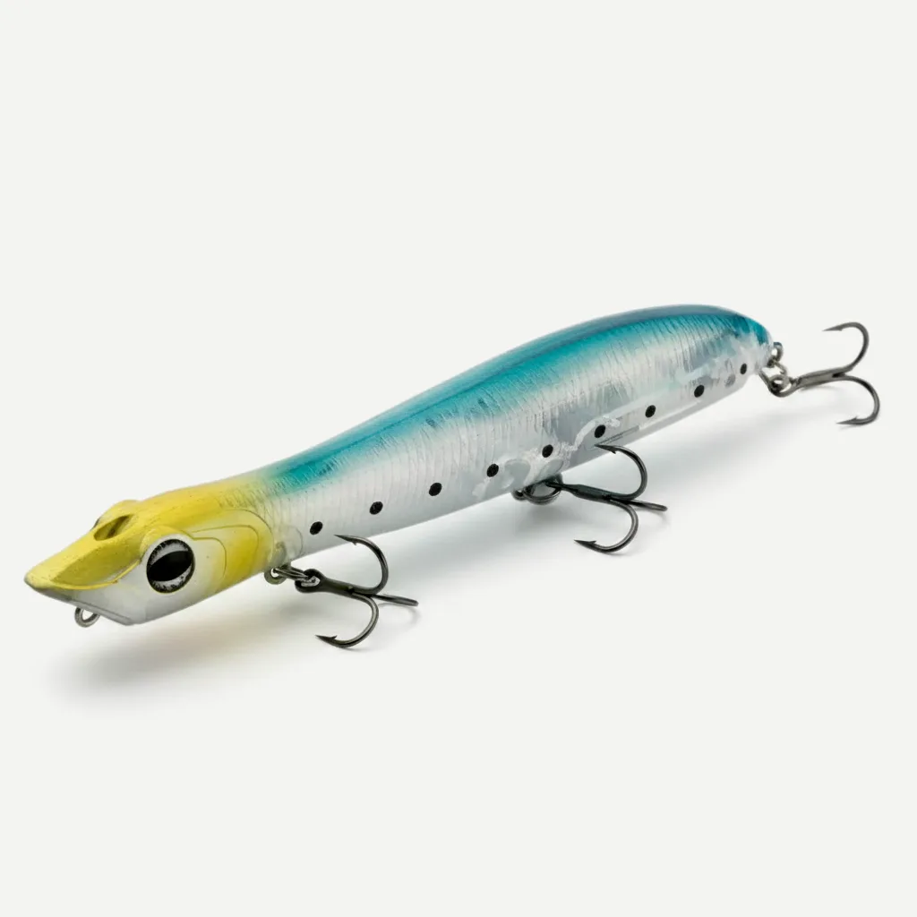 TSUYOKI Artificial Hard Bait Walker Popper for Bass Trout Fishing, Surface Popper Fish Lure, 125mm, 17.5g, WTD Patchinco