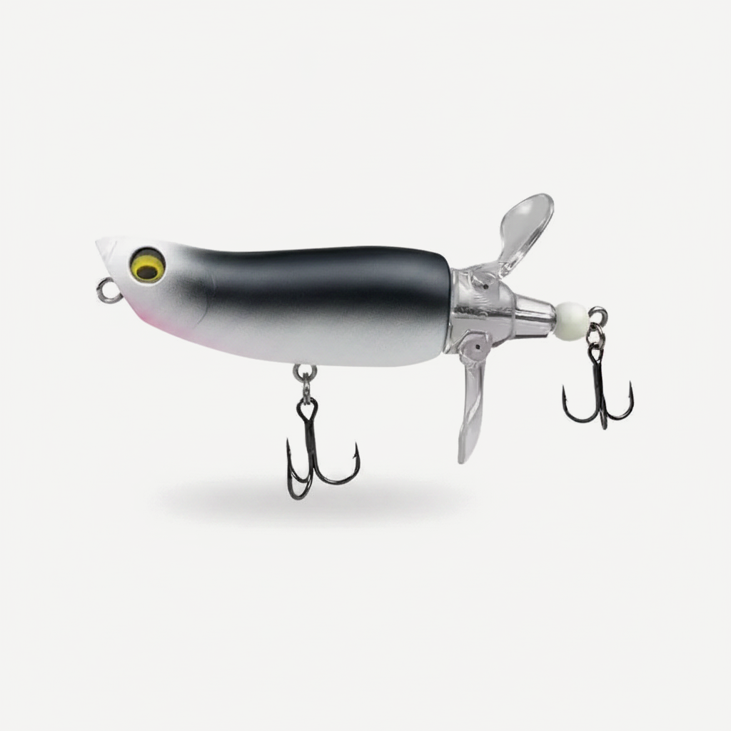 Whopper Plopper Style Topwater Popper with Rotating Tail 85mm