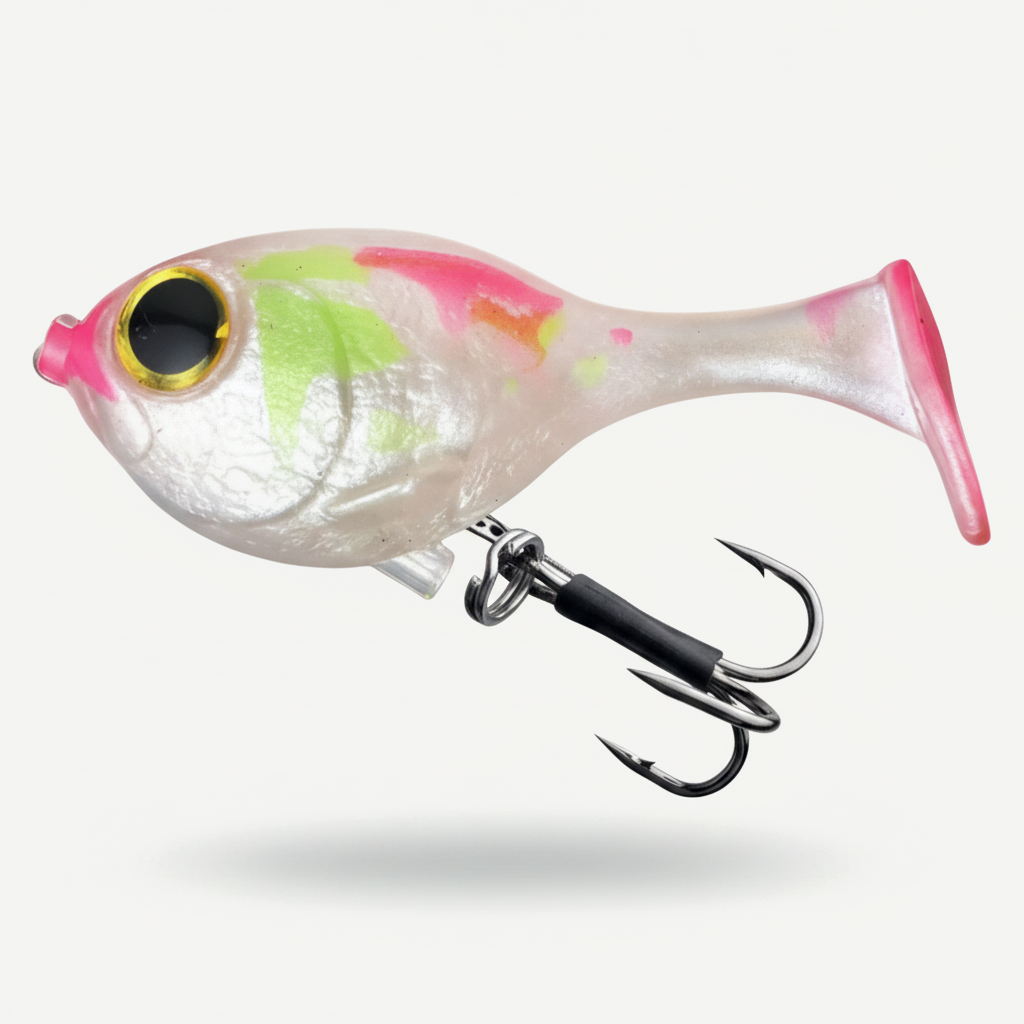 TSUYOKI Silicone Fishing Lure with Hook for Bass, Baby Deraball Swimbait, Soft Lure, Balloonfish, 60mm 10g, Illex Lure 2