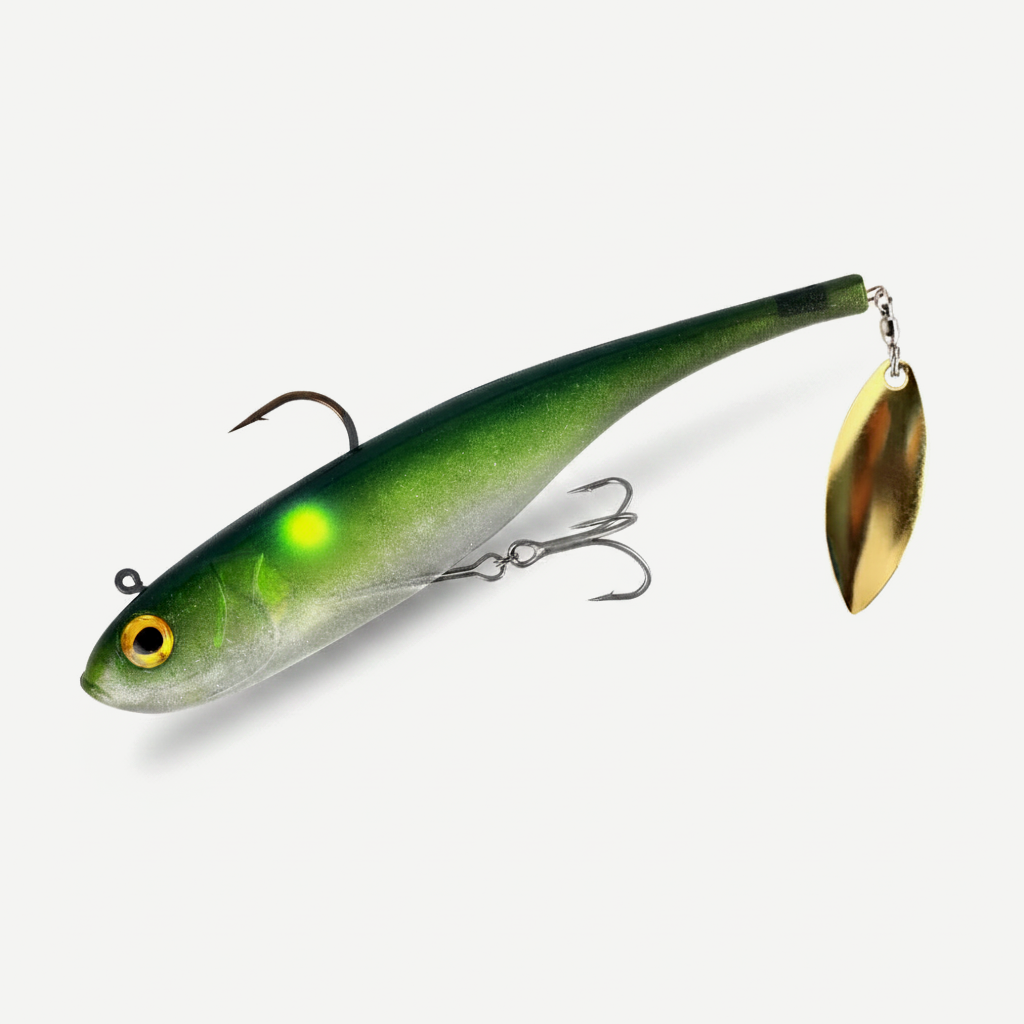 Kingdom Sinking Swimbait with Spinner Blade Tail, 5.9in