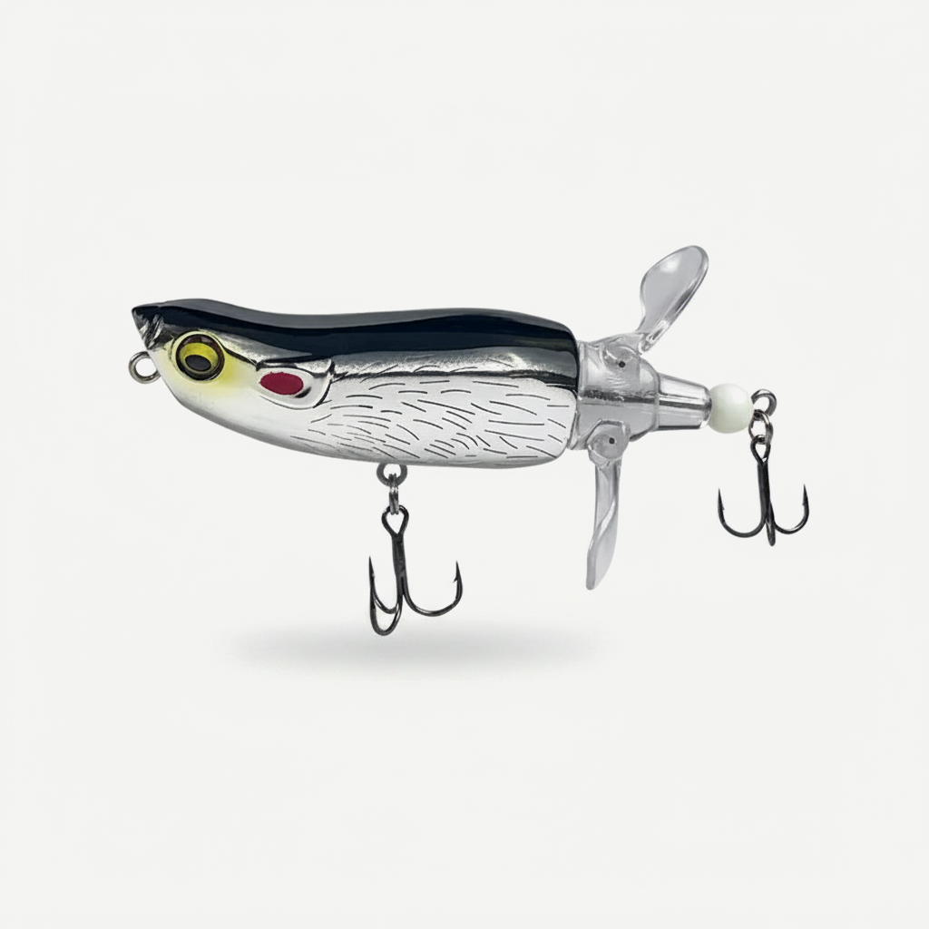 Whopper Plopper Style Topwater Popper with Rotating Tail 85mm