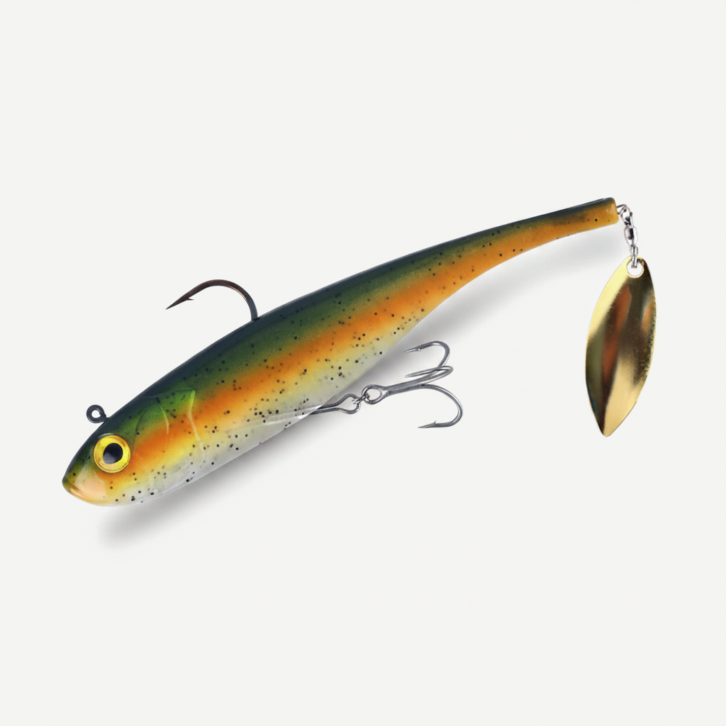 Kingdom Sinking Swimbait with Spinner Blade Tail, 5.9in