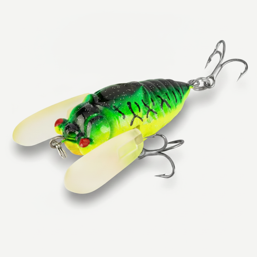 KINGDOM Fishing Lures Cicada 5.5g 12g Floating Atificial Hard Bait Soft Wings Realistic Design 3X Hooks Catfish Snakehea