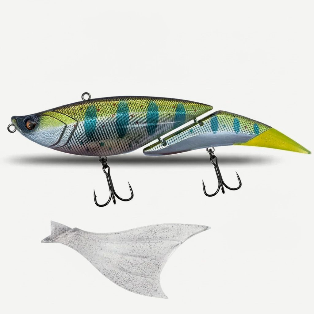 TSUYOKI Swimbait Jointed Lure, Freshwater, Floating Wobbler, Two Tails, Big Giant Fishing Lure, DaVinci 190, 55g, 190mm