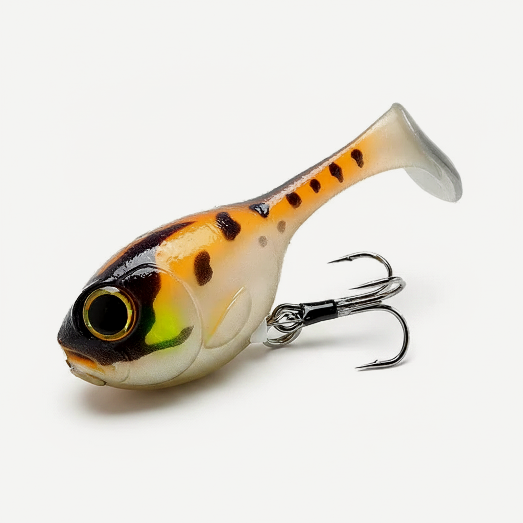 TSUYOKI Silicone Fishing Lure with Hook for Bass, Baby Deraball Swimbait, Soft Lure, Balloonfish, 60mm 10g, Illex Lure 2